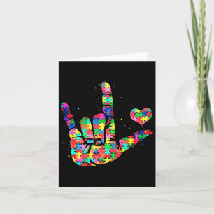 Autism Awareness Asl Love Sign Language Puzzle Pie Card