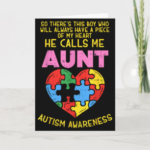 Autism Awareness Aunt Shirt Boy Piece Of My Heart  Card