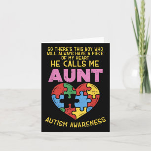 Autism Awareness Aunt Shirt Boy Piece Of My Heart  Card