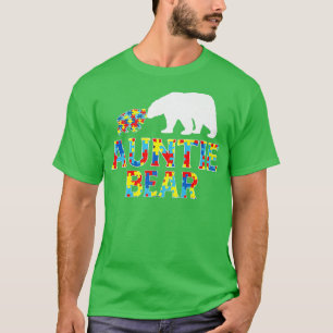 Autism Awareness Auntie Bear Support Autistic Prem T-Shirt
