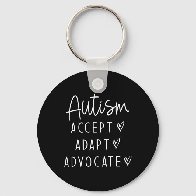 Autism Awareness Autism Accept Adapt Advocate  Keychain (Front)