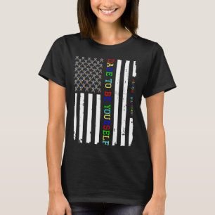Autism Awareness Autism American Flag T-Shirt