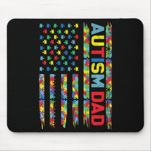 Autism Awareness  Autism Dad America Flag Puzzle G Mouse Pad