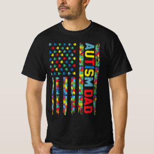 Autism Awareness Autism Dad America Flag Puzzle G T-Shirt