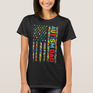 Autism Awareness Autism Dad America Flag Puzzle G T-Shirt