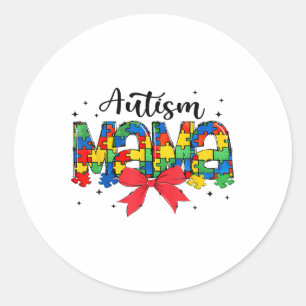 Autism Awareness Autism Mama Accept Love Puzzle Co Classic Round Sticker