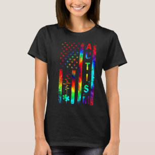 Autism Awareness Autism Pride American Flag T-Shirt