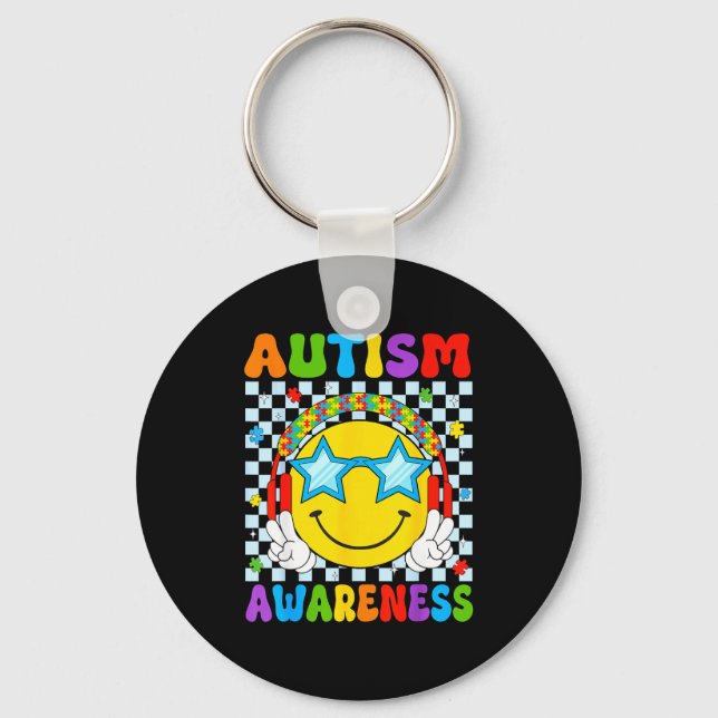 Autism awareness autism squad support funny puzzle keychain (Front)