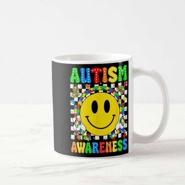 Autism awareness autism squad support smile face coffee mug (Right)