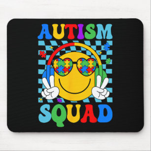 Autism Awareness Autism Squad Support Smile Face W Mouse Pad