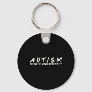 Autism Awareness Autism Squad Support Women Kids B Keychain