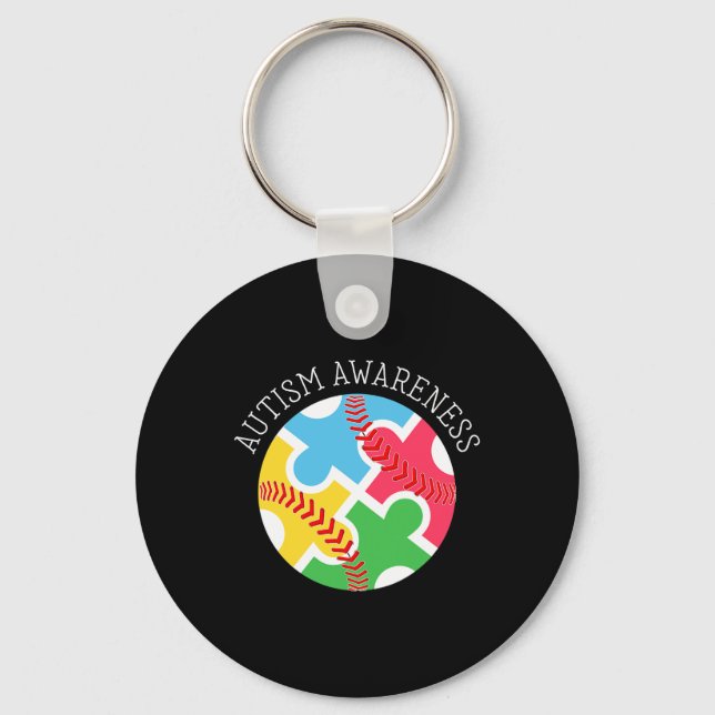 Autism Awareness Autism Support Baseball  Keychain (Front)