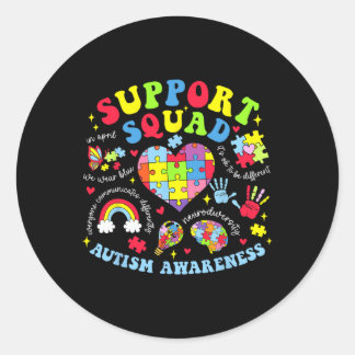 Autism Awareness Autism Support Squad Family Heart Classic Round Sticker