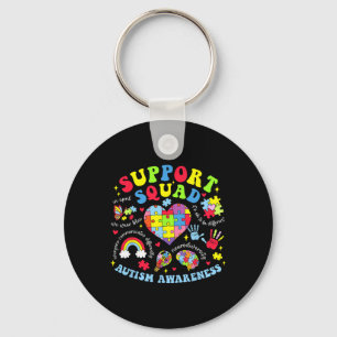 Autism Awareness Autism Support Squad Family Heart Keychain