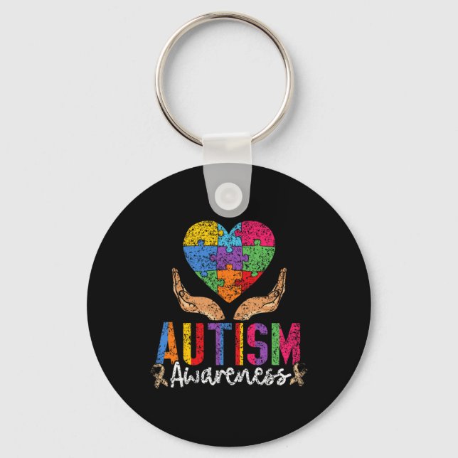 Autism Awareness Autist Autists Support Autistic A Keychain (Front)