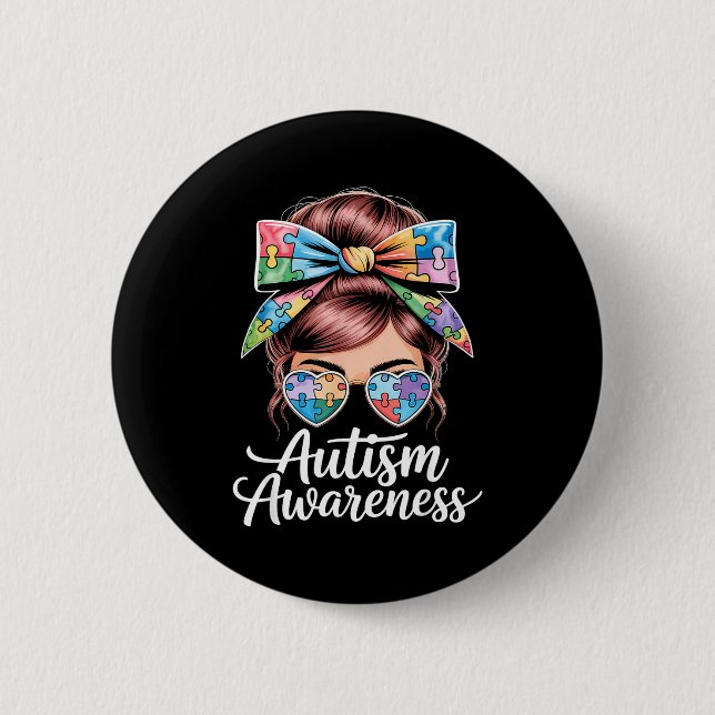 Autism awareness autistic  2 inch round button (Front)