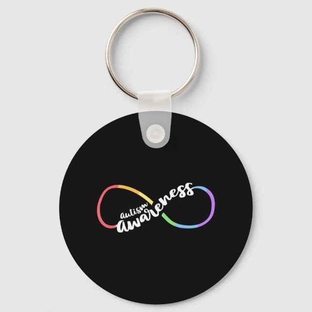 Autism Awareness Autistic Acceptance Rainbow Infin Keychain (Front)