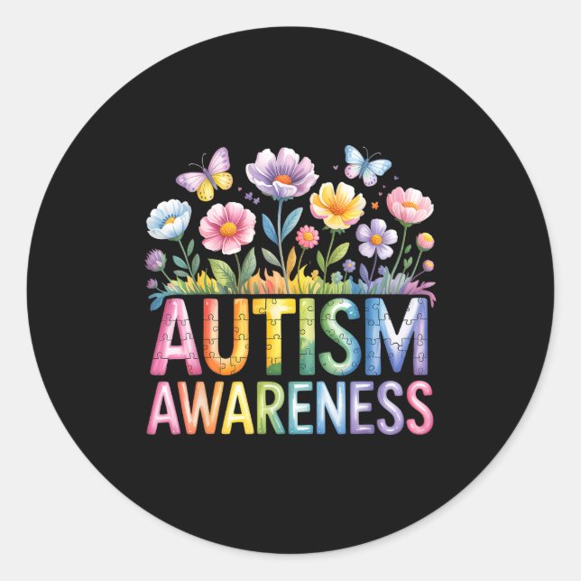 Autism awareness autistic  classic round sticker (Front)