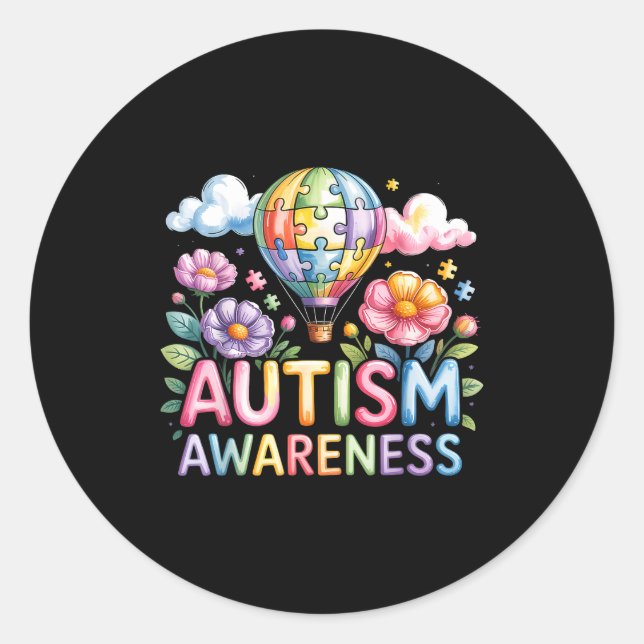 Autism awareness autistic  classic round sticker (Front)