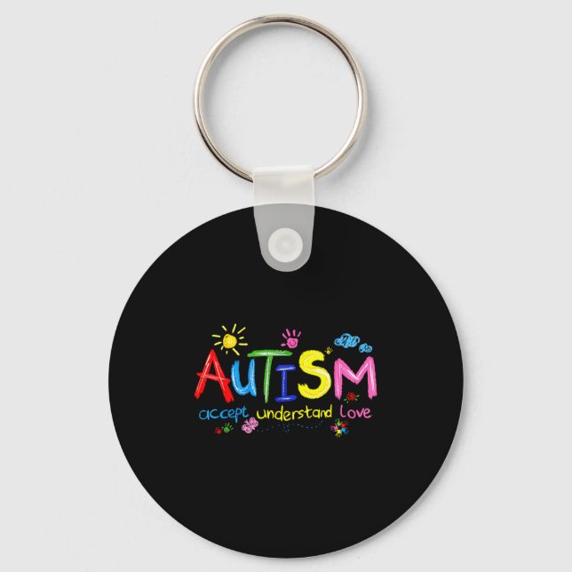 Autism awareness autistic crayons accept keychain (Front)