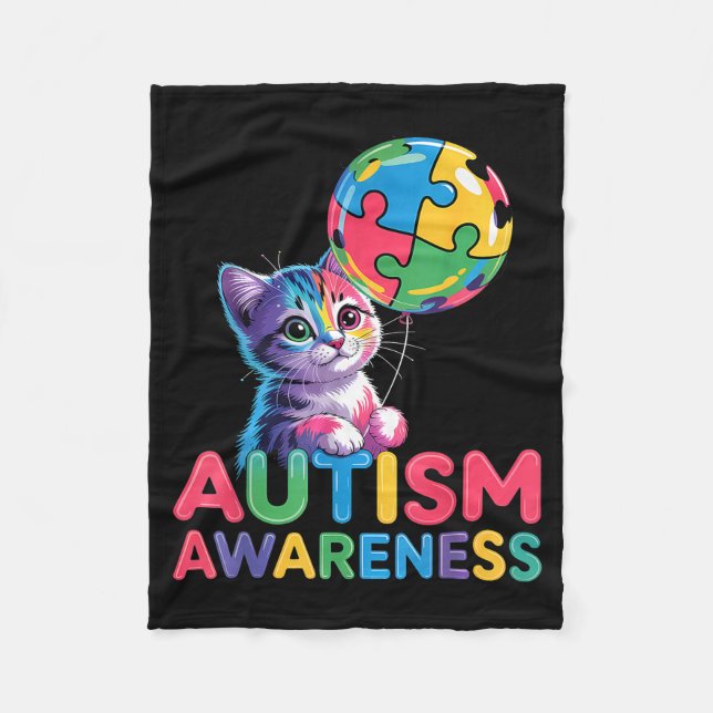 Autism awareness autistic  fleece blanket (Front)