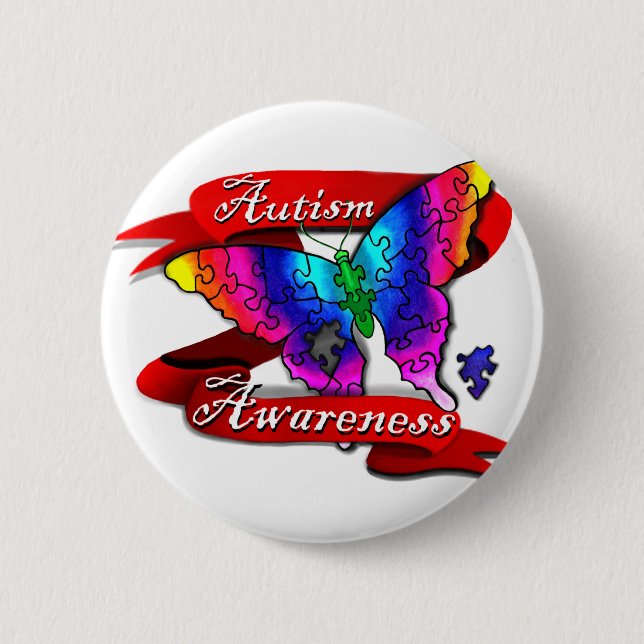Autism Awareness Banner 2 Inch Round Button (Front)
