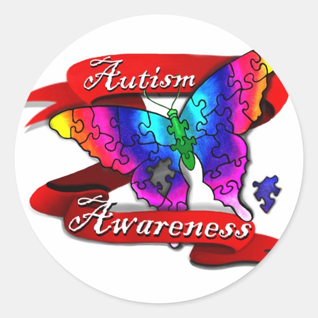 Autism Awareness Banner Classic Round Sticker (Front)