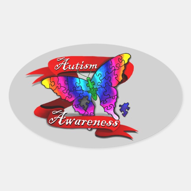 Autism Awareness Banner Oval Sticker (Front)