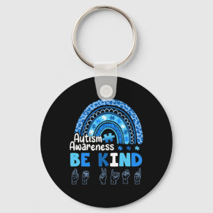 Autism Awareness Be Kind ASL Hand Sign Language Keychain