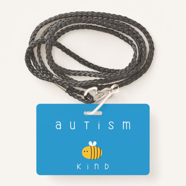 autism awareness be kind Badge Lanyard (Front with Lanyard)
