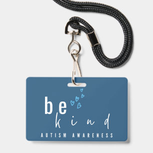 autism awareness be kind blue hearts modern  badge