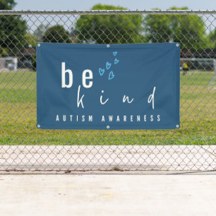autism awareness be kind blue hearts modern banner