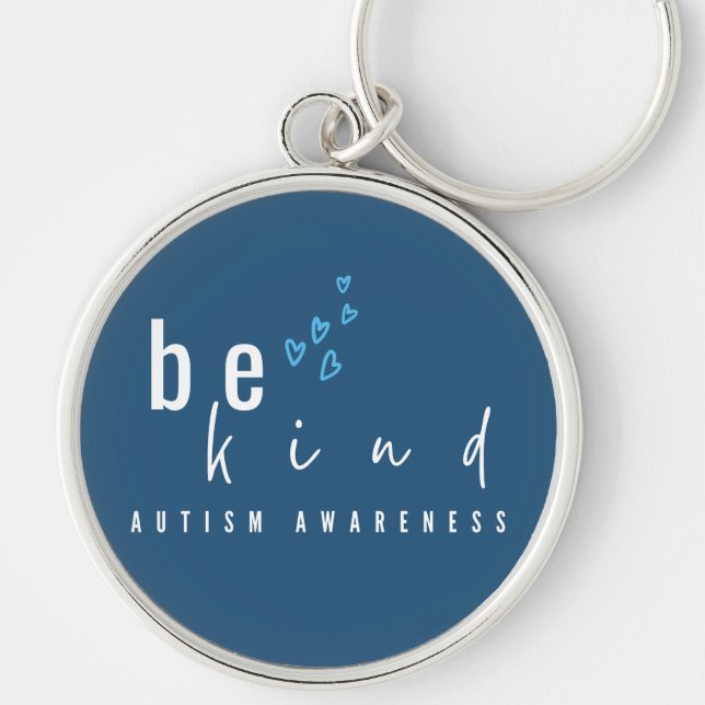 autism awareness be kind blue hearts modern  keychain (Front)