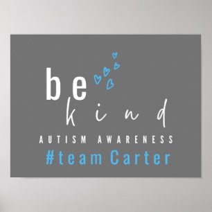 autism awareness be kind blue modern team name   poster