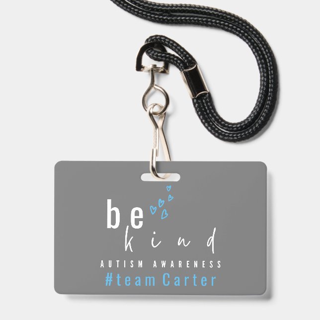 autism awareness be kind blue team name custom  badge (Front with Lanyard)