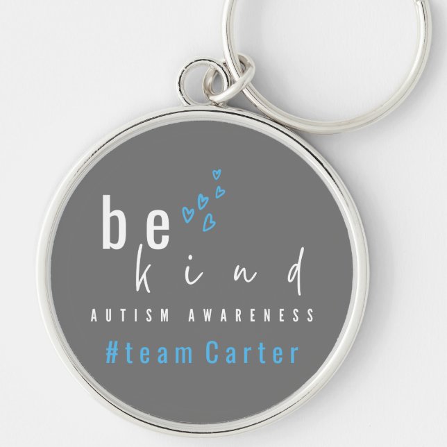 autism awareness be kind blue team name   keychain (Front)
