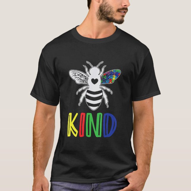 Autism Awareness Be Kind Bumble Bee Support Autism T-Shirt (Front)