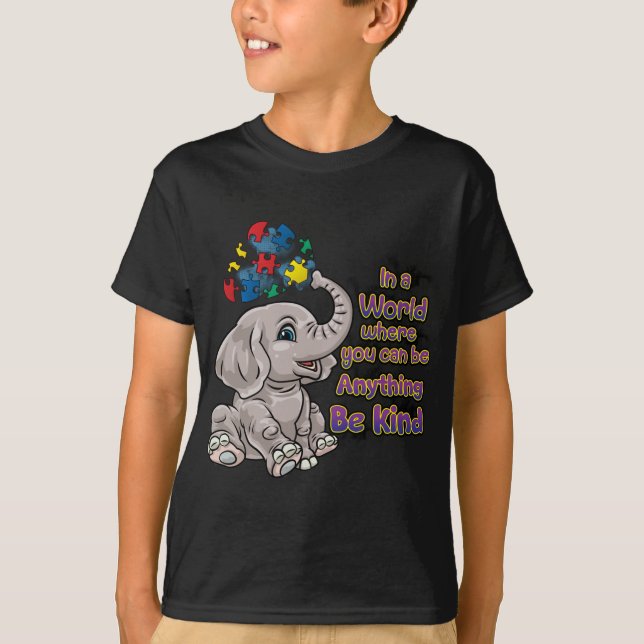 Autism Awareness Be Kind Elephant Puzzle Teacher M T-Shirt (Front)