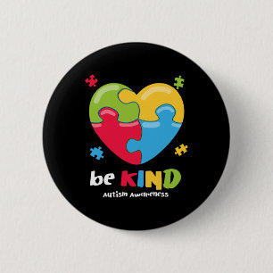 Autism Awareness - Be Kind Puzzle Heart Kindness 2 Inch Round Button