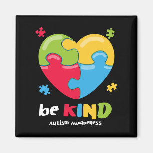 Autism Awareness - Be Kind Puzzle Heart Kindness Magnet