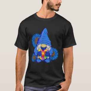 Autism Awareness Blue Gnome with Leopard Sunflower T-Shirt