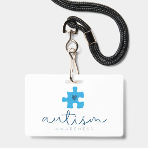 autism awareness blue puzzle piece heart badge