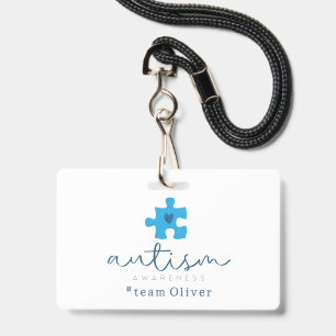 autism awareness blue puzzle piece #team name badge