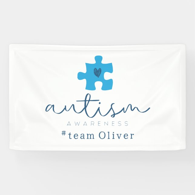autism awareness blue puzzle piece #team name  banner (Horizontal)