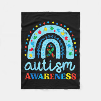 Autism Awareness Blue Rainbow Ribbon Asd Boys Kids Fleece Blanket