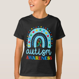Autism Awareness Blue Rainbow Ribbon Asd Boys Kids T-Shirt
