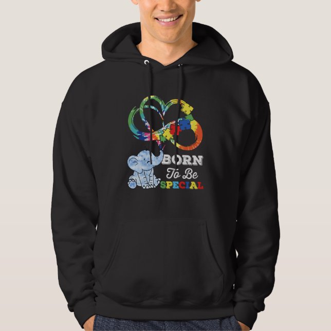 Autism Awareness Born Special Elephant Infinity Lo Hoodie (Front)