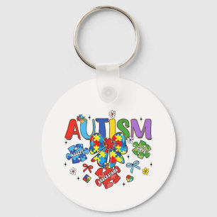 Autism Awareness Bow Coquette Puzzle Piece Neuro Keychain