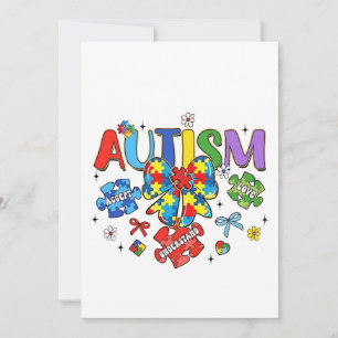 Autism Awareness Bow Coquette Puzzle Piece Neuro Thank You Card