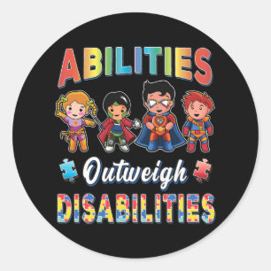 Autism Awareness Boy Abilities Outweigh Disabiliti Classic Round Sticker
